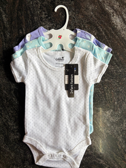 Half Sleeve Romper (0-3M) - Pack of 3
