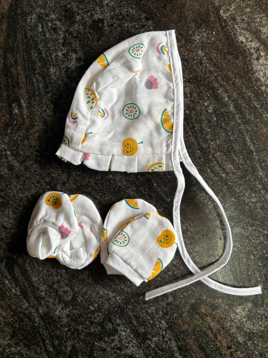 Muslin Cap, Mittens & Booties