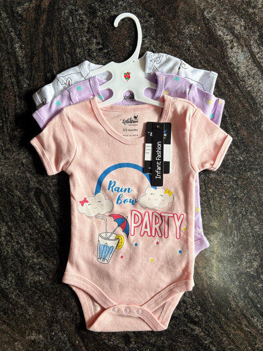 Half Sleeve Romper (0-3M) - Pack of 3